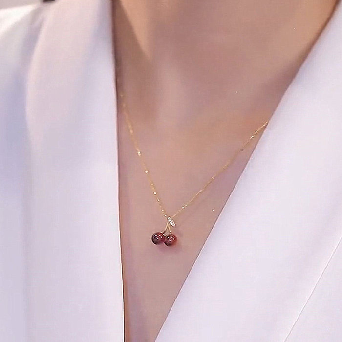 Simple Style Cherry Copper Pendant Necklace In Bulk