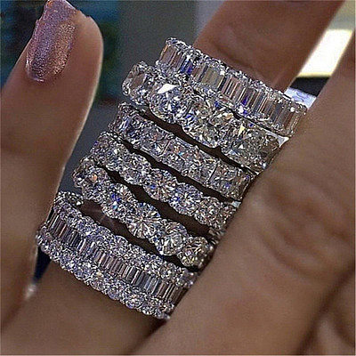 Anéis de zircão com diamante geométrico de cobre da moda