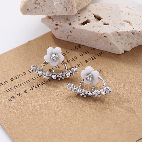 1 Pair Classic Style Flower Plating Inlay Copper Zircon 18K Gold Plated Ear Studs
