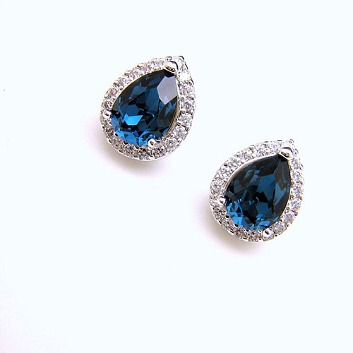 1 Pair Simple Style Water Droplets Inlay Copper Zircon Ear Studs
