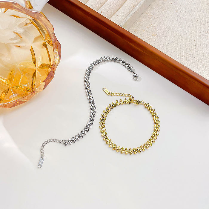 Casual cor sólida chapeamento de aço inoxidável banhado a ouro branco pulseiras colar