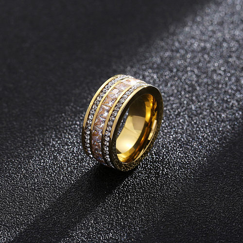European And American Fashion Single Tight Full Zircon Stainless Steel Ring