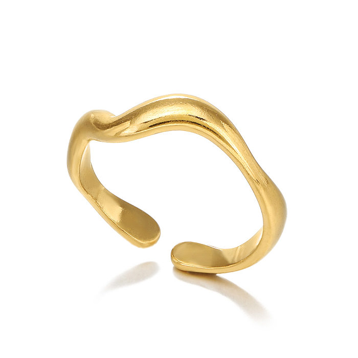 Glamouröse, unregelmäßige, geometrische, vergoldete, versilberte offene Ringe aus Edelstahl