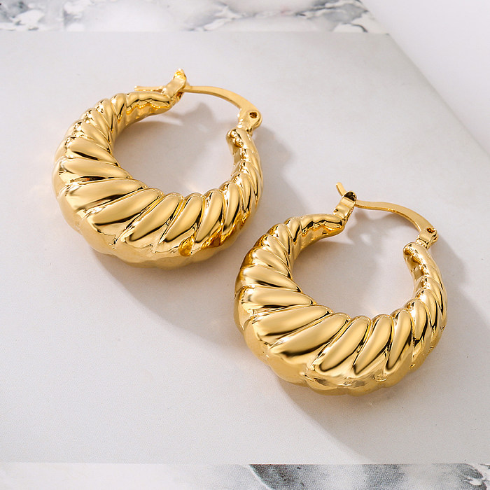 1 Pair Simple Style Solid Color Copper Plating 18K Gold Plated Earrings