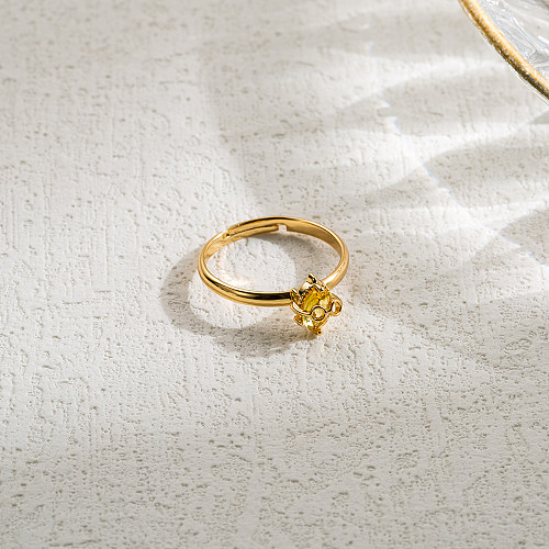 Simple Style Spiderman Iron Man Copper Irregular Zircon 14K Gold Plated Open Rings
