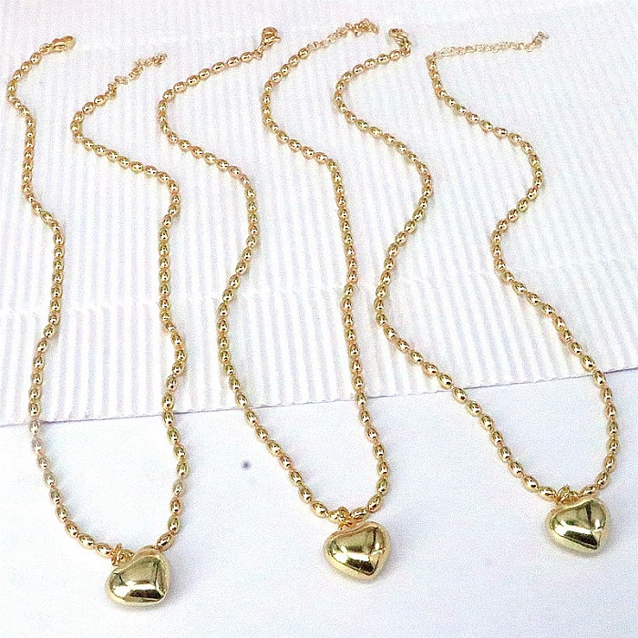 Hip-Hop Heart Shape Copper Plating Gold Plated Pendant Necklace