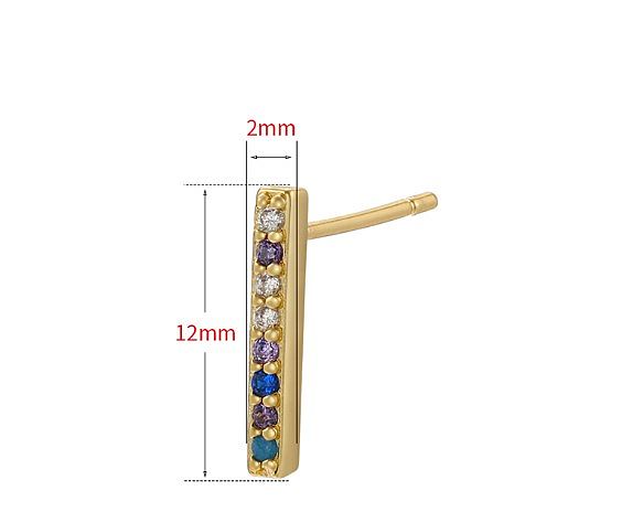 1 Pair Elegant Rectangle Copper Plating Inlay Zircon 18K Gold Plated Ear Studs
