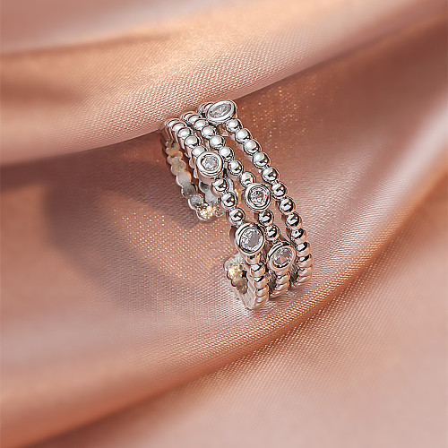 أزياء بسيطة متعددة الطبقات البطانة حجر الراين السبابة خاتم النحاس