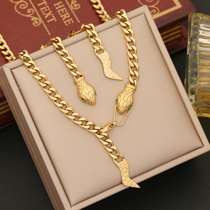 IG Style Animal Snake Stainless Steel Bracelets Earrings Necklace