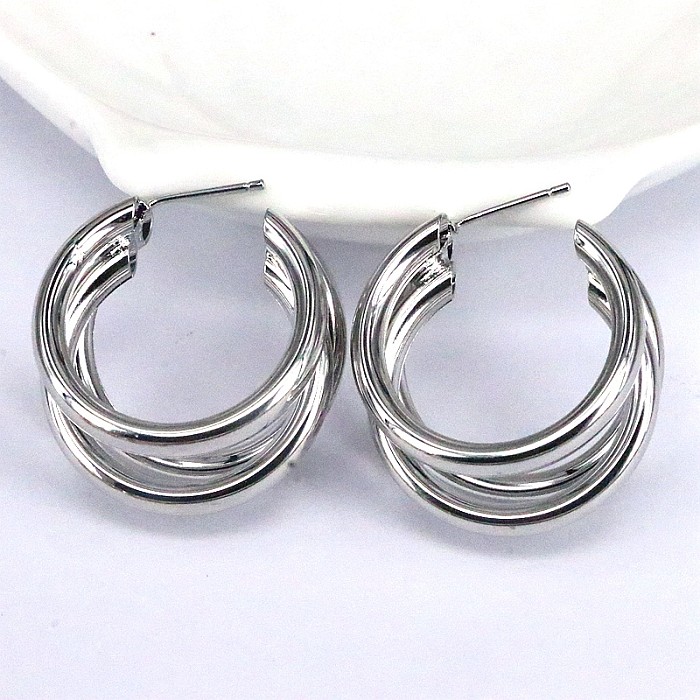 1 Piece Vintage Style Geometric Solid Color Plating Copper Gold Plated Silver Plated Hoop Earrings