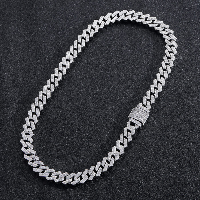 Hip-Hop Fashion Geometric Copper Inlay Zircon Necklace