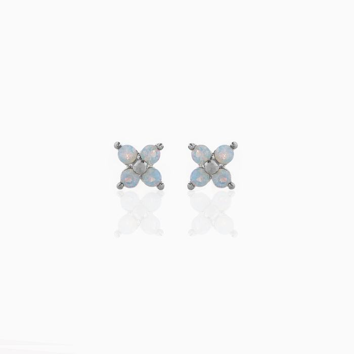 Fresh Cute Blue Flower Stud Earrings Copper Plated Real Gold Earrings 925 Pure Silver Ear Pin Jewelry Wholesale