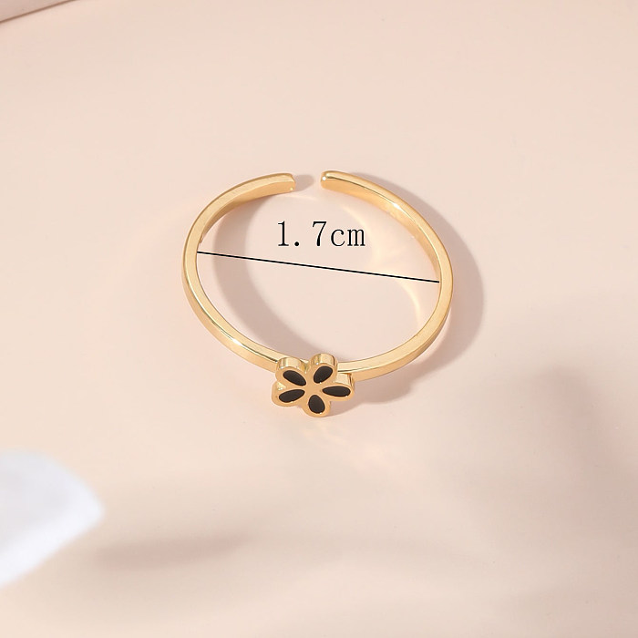 Simple Style Flower Stainless Steel Plating Open Ring 1 Piece