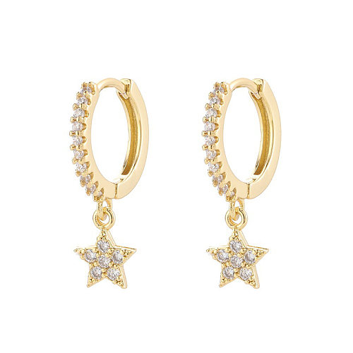 Boucles d'oreilles en argent personnalisées avec étoiles géométriques et diamants à la mode