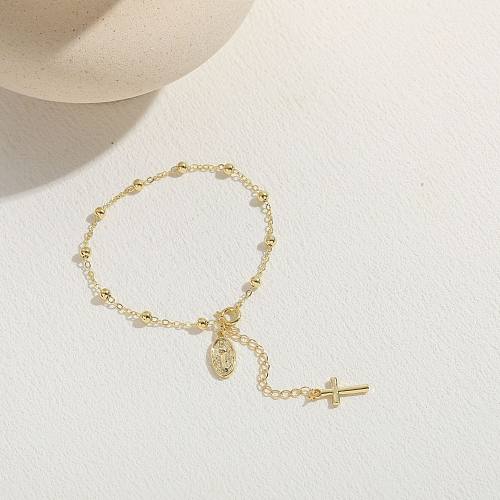 Casual Simple Style Human Cross Copper Plating 14K Gold Plated Bracelets
