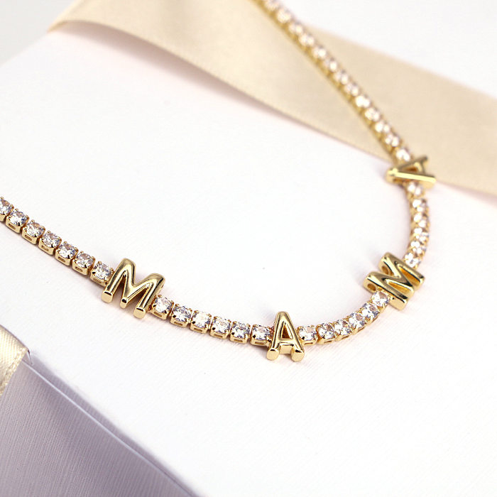 Fashion Mama Heart Necklace Bracelet Female Copper Zircon Jewelry Set
