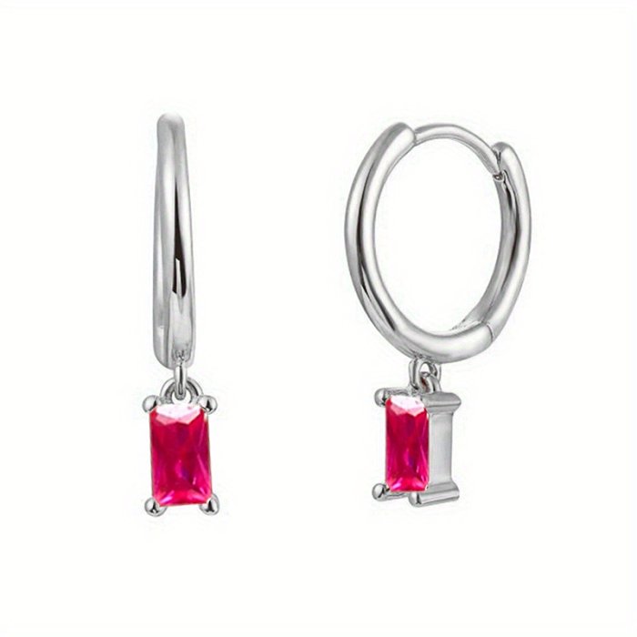 1 Pair IG Style Shiny Round Rectangle Plating Chain Inlay Copper Zircon White Gold Plated Gold Plated Earrings