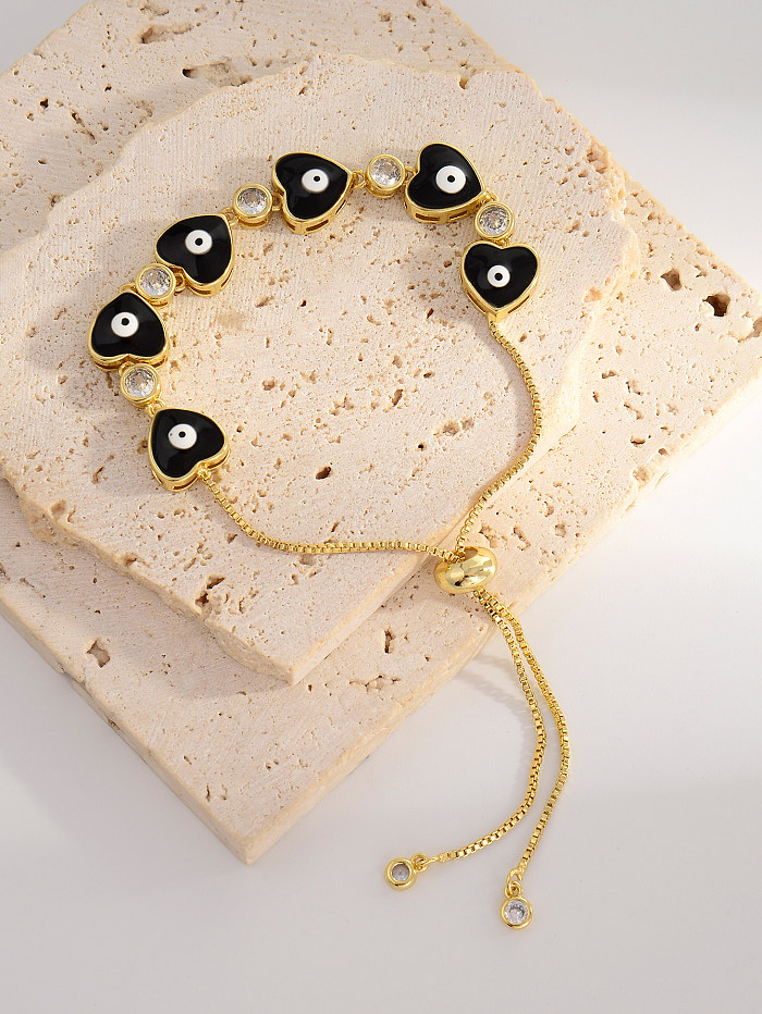IG Style Simple Style Cross Devil'S Eye Palm Copper Enamel Plating Inlay Crystal 18K Gold Plated Bracelets