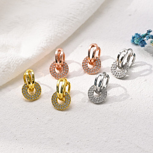 Fashion Geometric Brass Earrings Zircon Copper Earrings