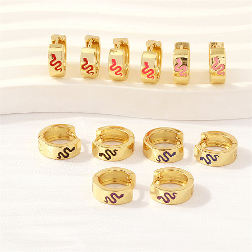 1 Pair Retro Simple Style Cross Snake Wine Glass Enamel Plating Copper 18K Gold Plated Hoop Earrings