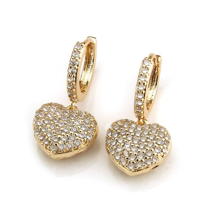 Simple Heart-shaped Zircon Earrings