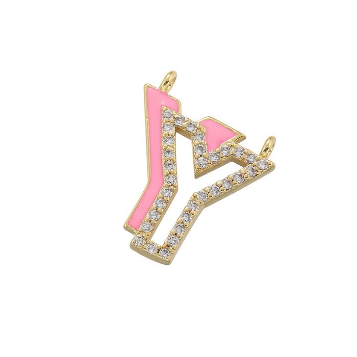 Casual Elegant Simple Style Letter Letter Copper Enamel Plating Inlay Zircon 18K Gold Plated Pendant Necklace