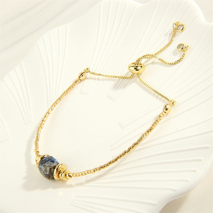 Lapis Lazuli de cuivre irrégulier de style simple de base plaquant les bracelets plaqués or 18K