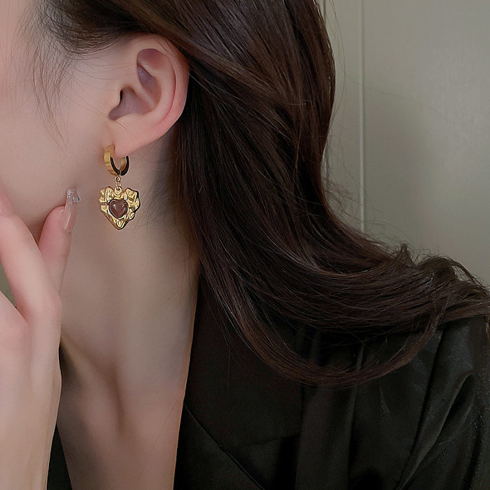 1 Pair Retro Baroque Style Round Plating Inlay Copper Resin Rhinestones Earrings