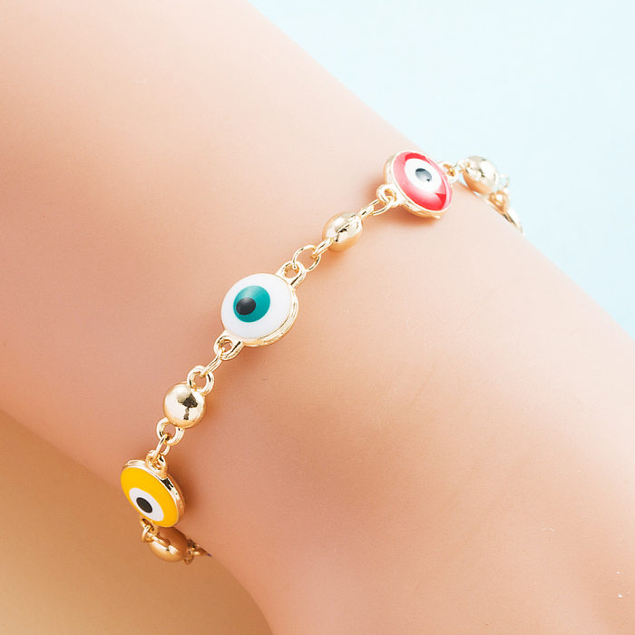 Fashion New Copper Gold-plated Dripping Oil Devil's Eye Bracelet