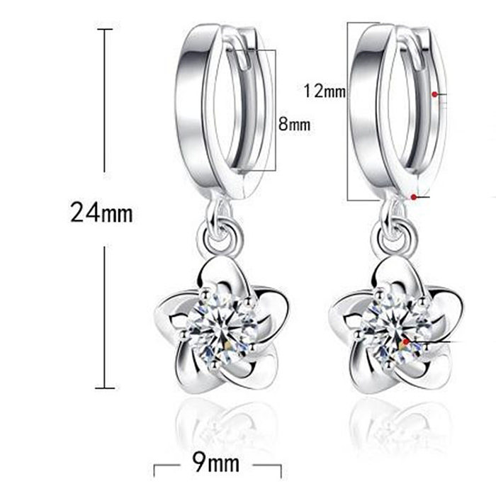 Boucles d'oreilles pendantes en Zircon, fleur à la mode, placage de cuivre, incrustation, 1 paire