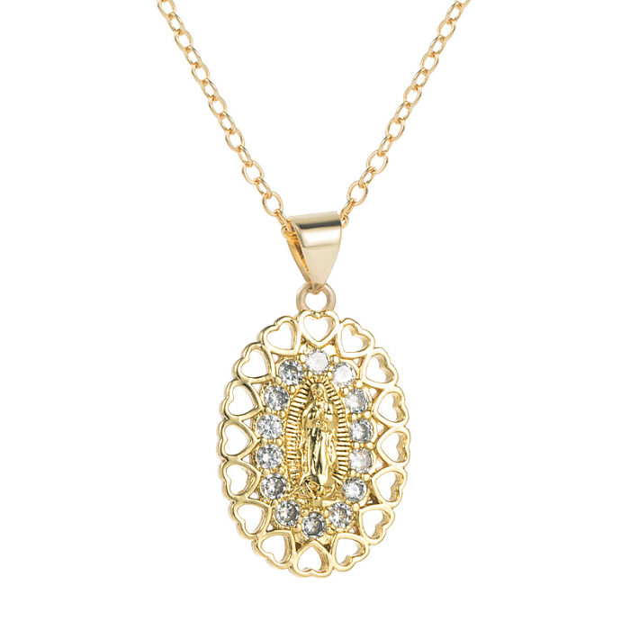 Fashion Human Cross Heart Shape Silver Pendant Necklace مطلية بالذهب بأمتصاص الزركون والنحاس