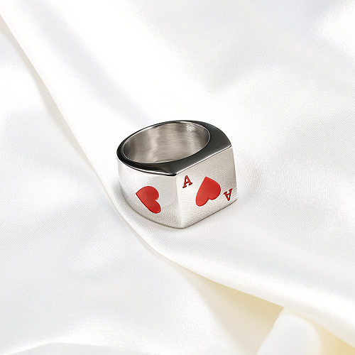 1 Stück modische Poker-Emaille-Ringe in Herzform aus Titanstahl