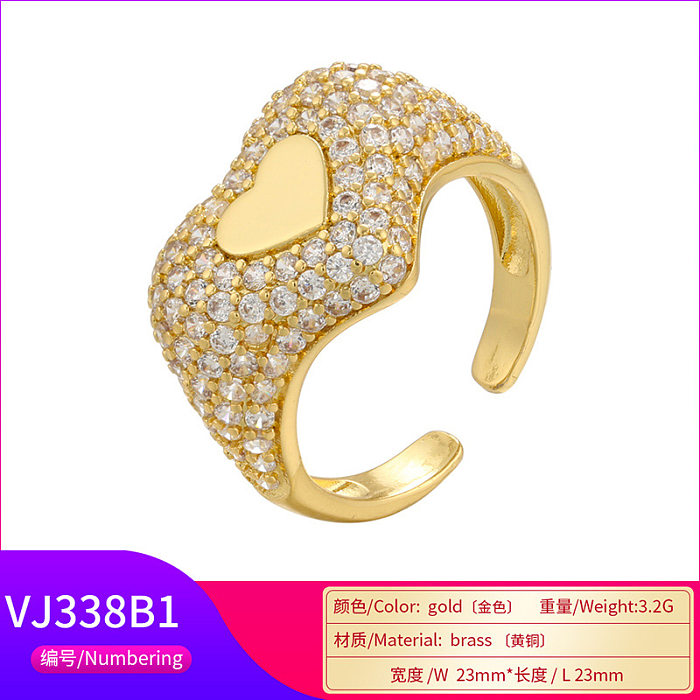 Micro-inlaid Peach Heart Colored Diamond Ring Heart-shaped Opening Adjustable Ring