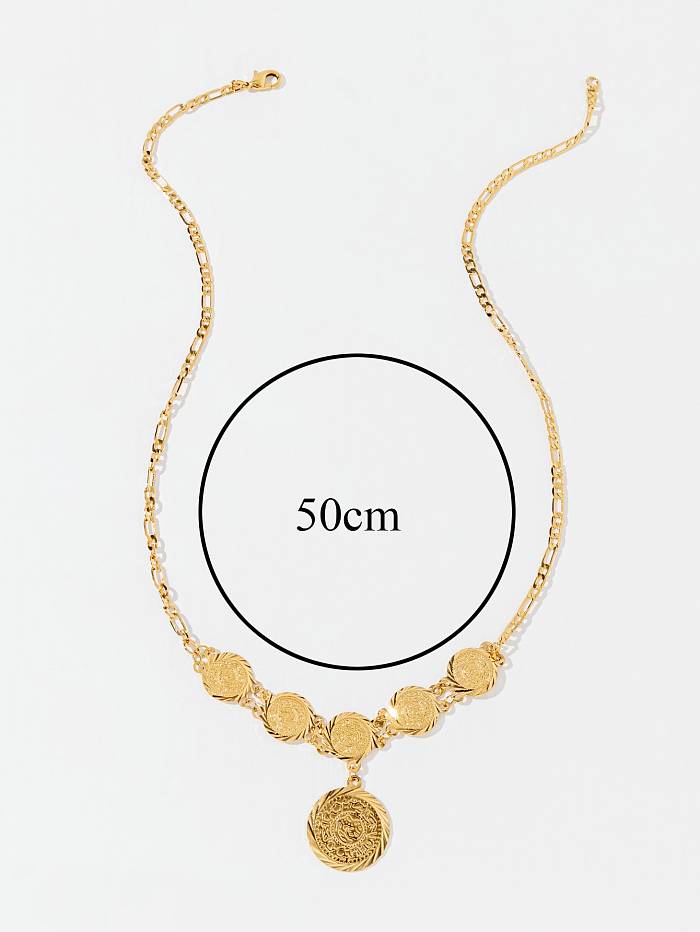 Simple Style Coin Copper Plating 18K Gold Plated Pendant Necklace