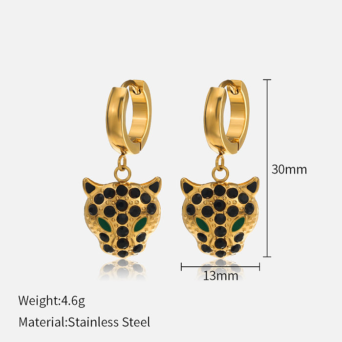 Mode Tier Edelstahl Titan Stahl vergoldet Strass Ohrringe Halskette 1 Stück 1 Paar