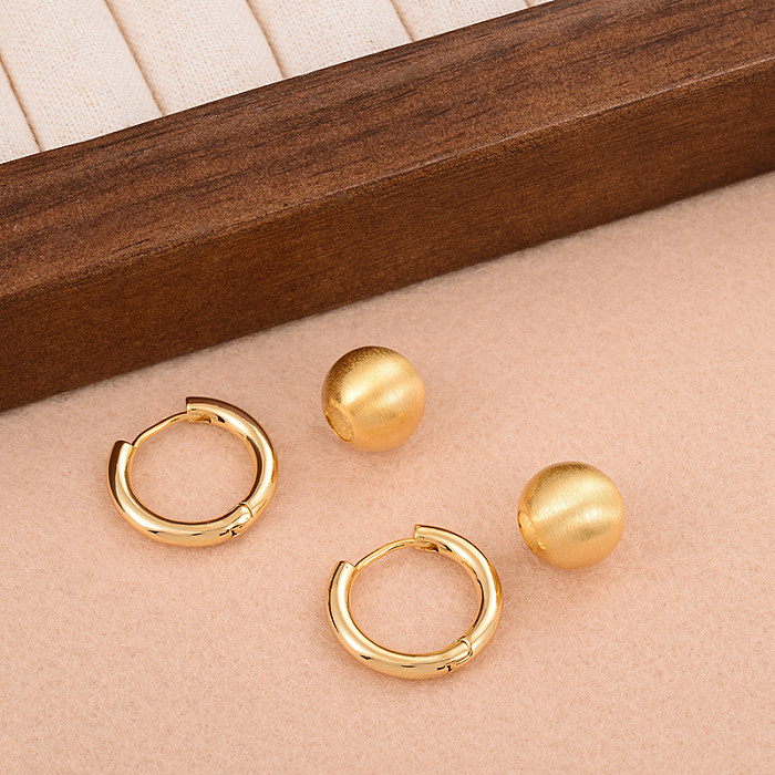 1 Pair Classic Style Round Plating Copper Gold Plated Ear Studs