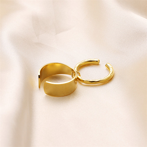 Casual Retro Solid Color Stainless Steel Open Rings
