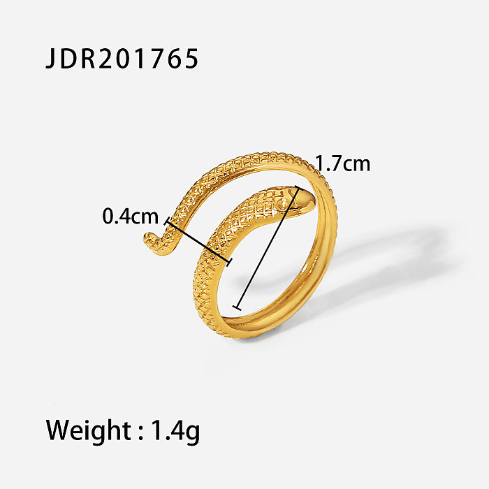 Anel aberto geométrico de cobra de aço inoxidável de ouro 18K simples da moda