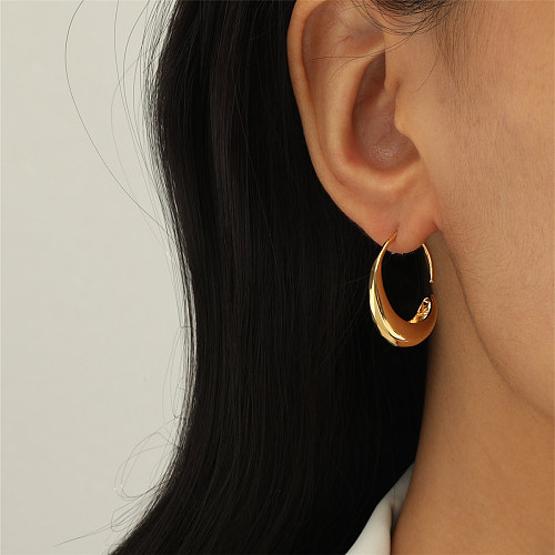 Clous d'oreilles décontractés, Style Simple, couleur unie, plaqué cuivre, plaqué or et argent, 1 pièce