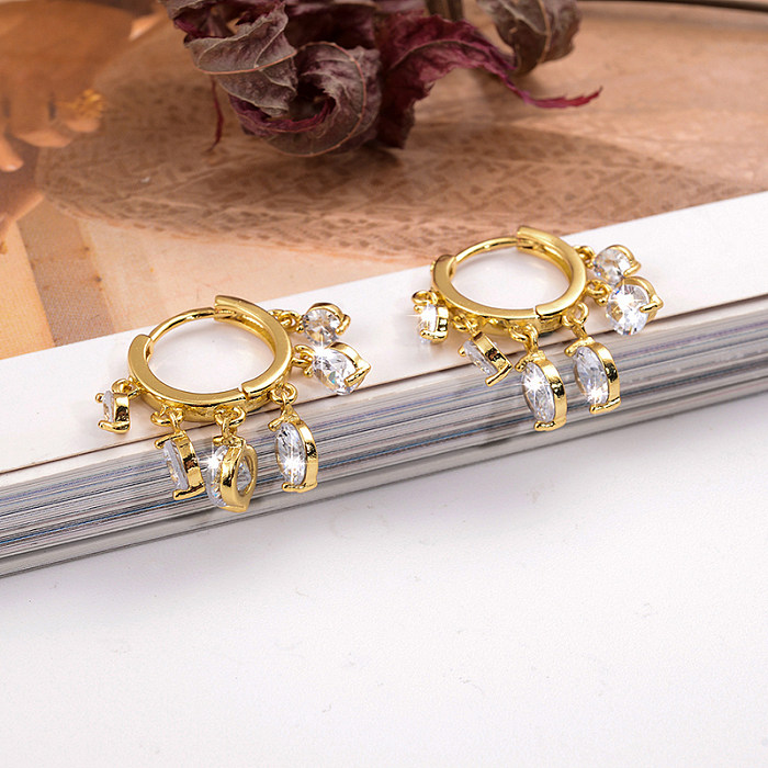 1 Pair Simple Style Streetwear Water Droplets Plating Inlay Copper Zircon Drop Earrings