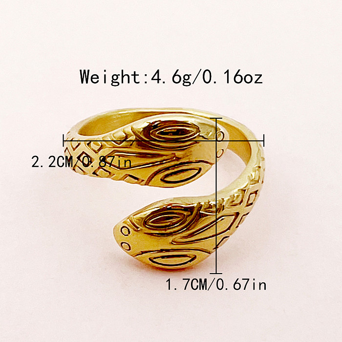 Retro Simple Style Snake Stainless Steel Plating Gold Plated Open Rings