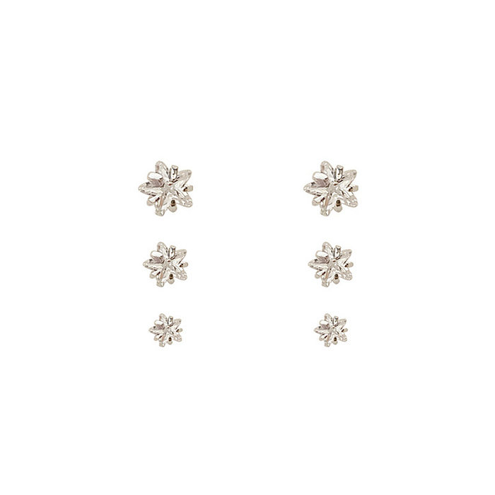 1 Set Fairy Style Elegant Sweet Pentagram Geometrische Blumenüberzug Inlay Kupfer Künstliche Perlen Zirkon Ohrstecker