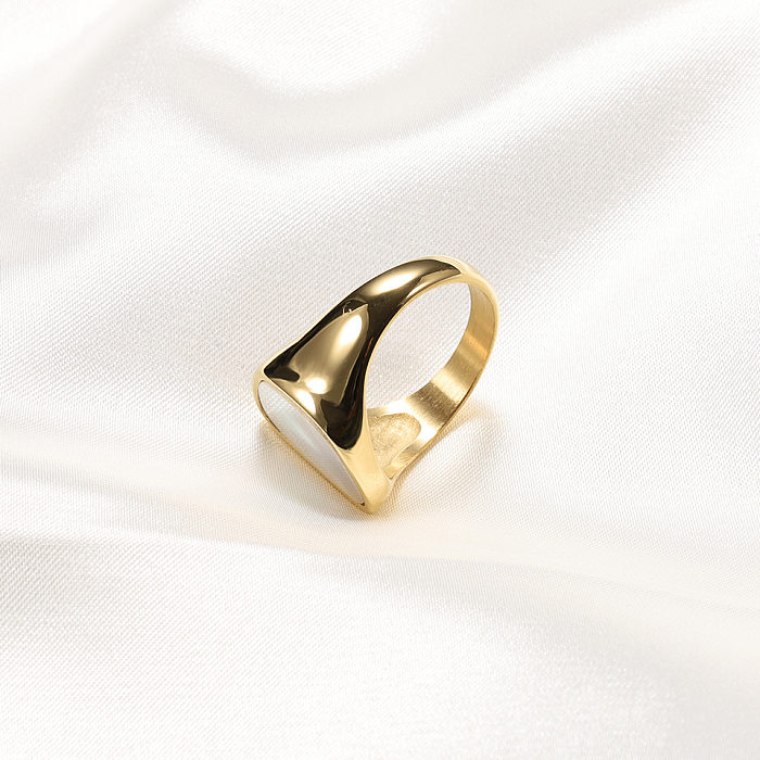 Fashion Geometric Titanium Steel Inlay Shell Rings