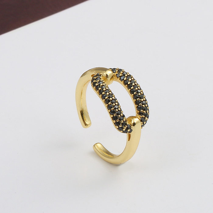 Fashion Geometry Pattern Inlaid Copper Zircon Ring Wholesale