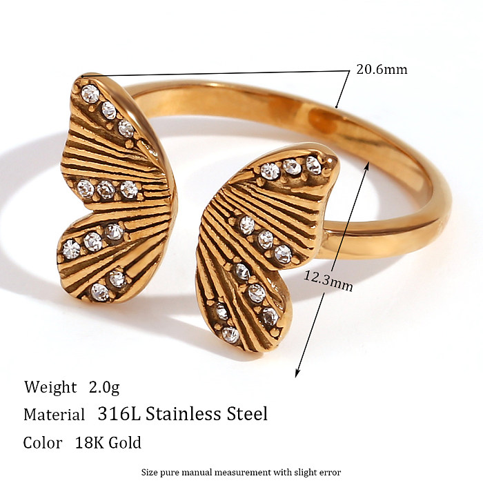 Vintage Style Simple Style Classic Style Solid Color Stainless Steel Plating 18K Gold Plated Open Rings