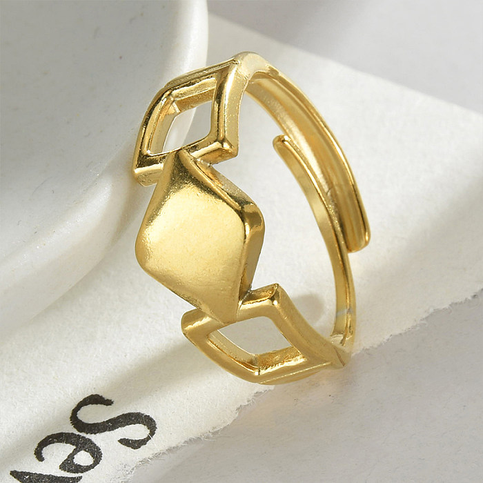 Simple Style Solid Color Stainless Steel Plating 14K Gold Plated Open Rings