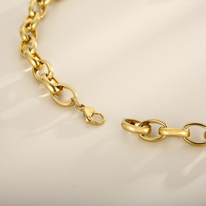 Mode coeur forme titane acier placage évider incrustation Zircon Bracelets collier
