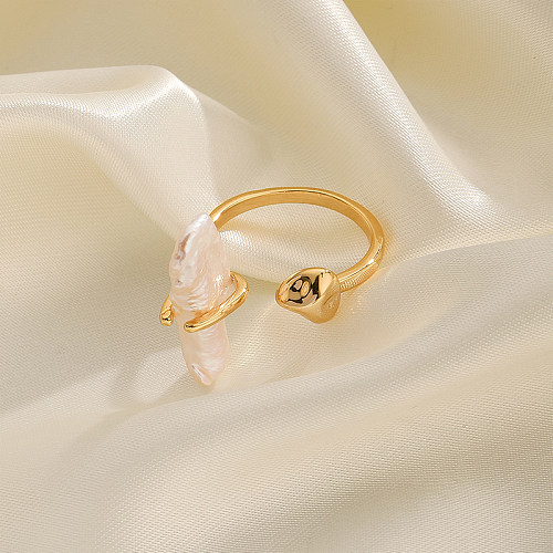Simple Style Solid Color Copper Plating 18K Gold Plated Open Rings