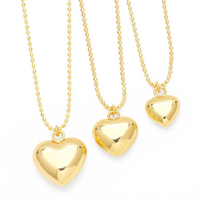 INS Style Heart Shape Copper Plating 18K Gold Plated Pendant Necklace