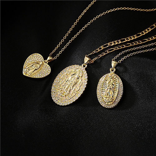 Bijoux européens et américains, pendentif en cuivre Micro-incrusté de Zircon, collier doré de la vierge marie